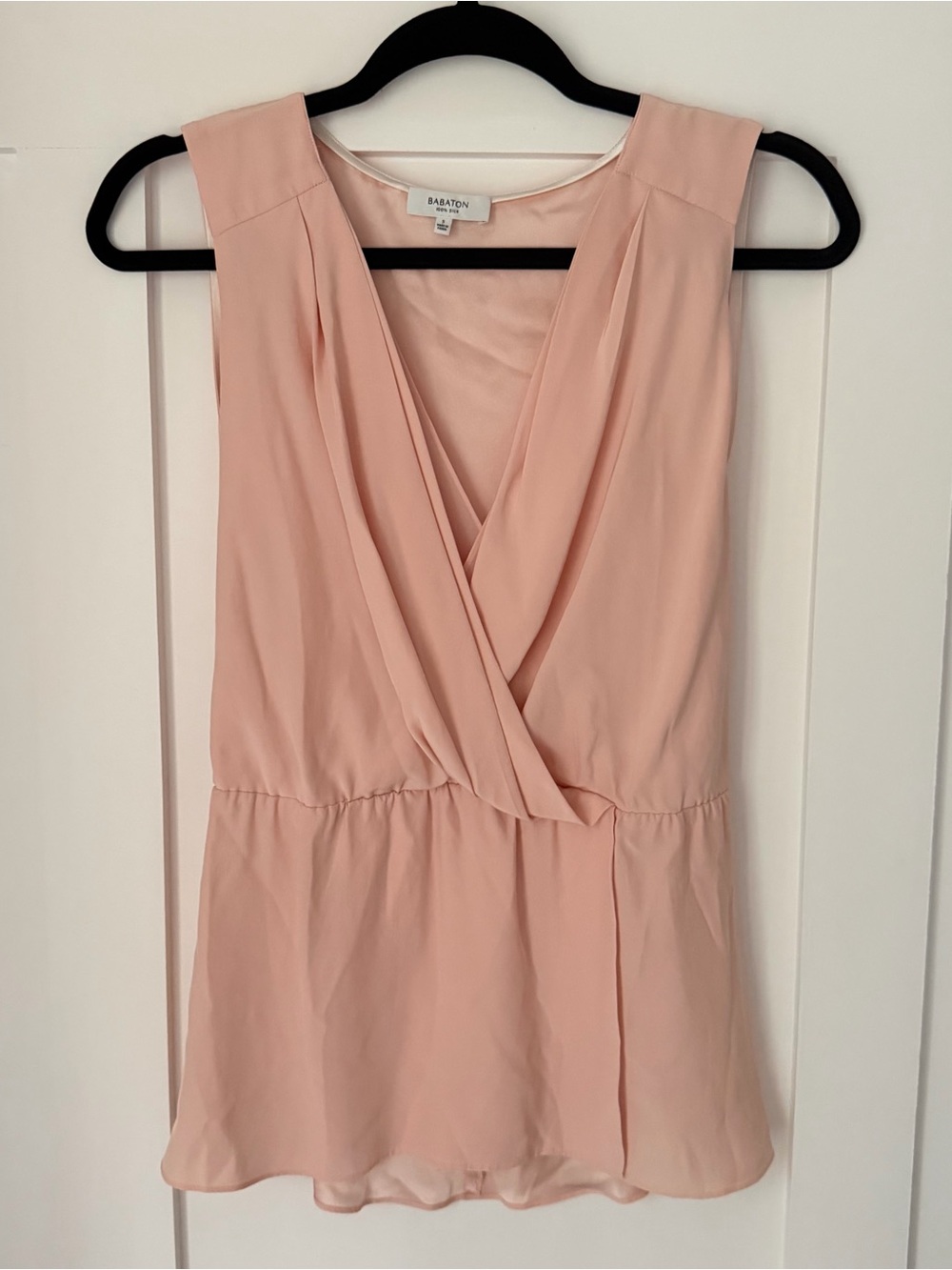 Aritzia Babaton 100% Silk Wrap Blouse – Blush Pink – Size Small